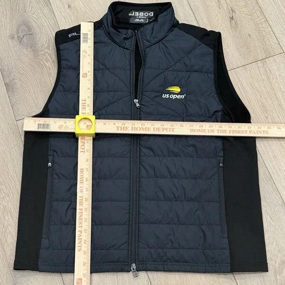Ralph Lauren RLX Black US Open Tennis Vest Branded Dobel Tequila XL Puffer/Knit